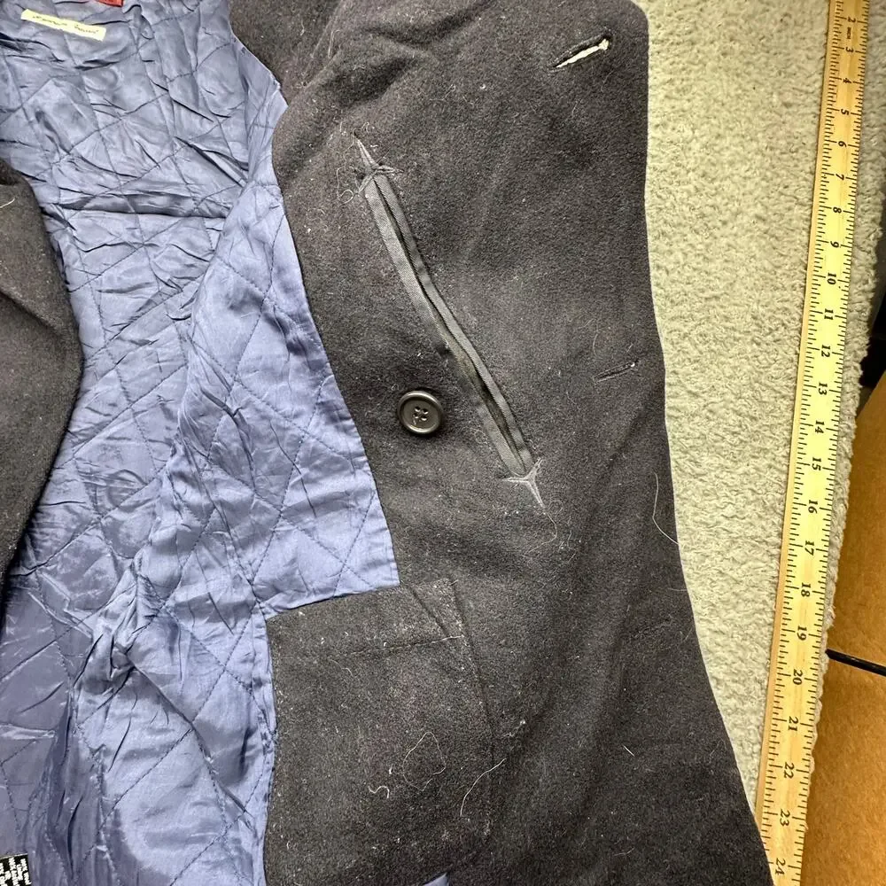J Crew Wool Double Breasted Bayswater Pea Coat Mens Medium Thinsulate Navy